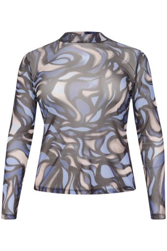 Kaffe Curve mesh shirt blauwtinten