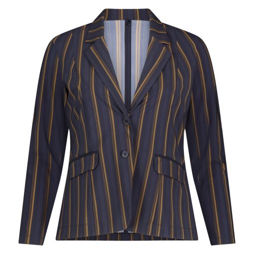 Plusbasics gestreepte blazer blauw caramel #9 PSS jacket suit stripe