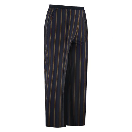 Plusbasics wijde broek suit stripe blauw cognac