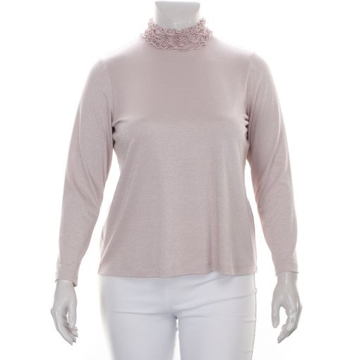 Sommermann oud roze shirt met roezel en glitter