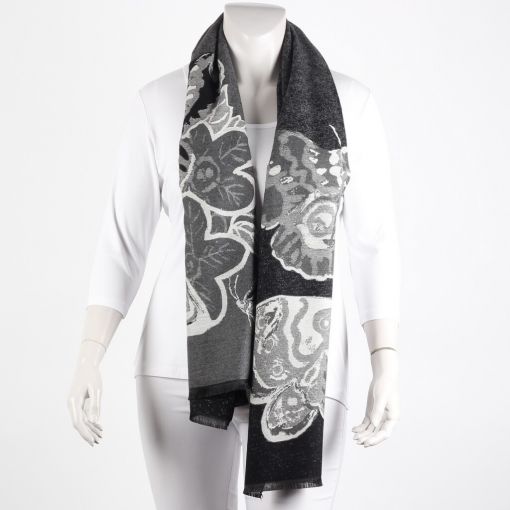 Zwart grijze shawl vlinderprint