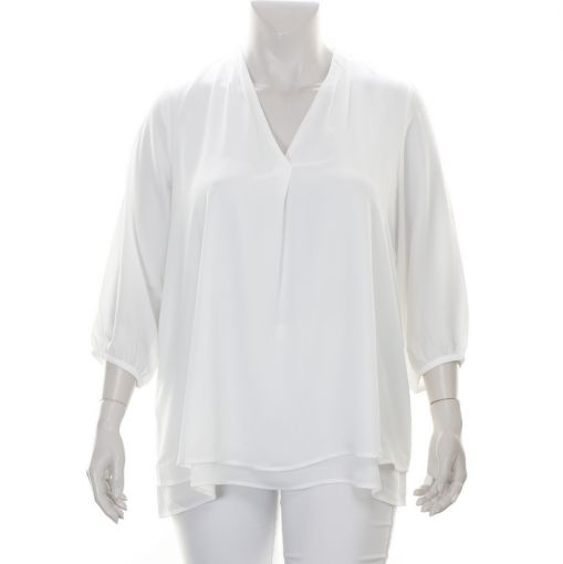 Via Appia Due  twee laagse blouse met V-hals off white