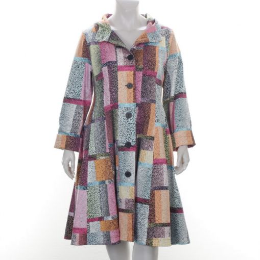 Aino luxe gevoerde kleurrijke geblokte jas met stippen 