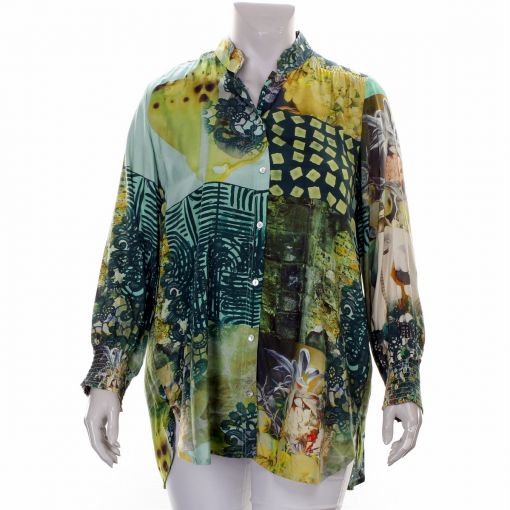 Noen groene viscose printblouse A-lijn