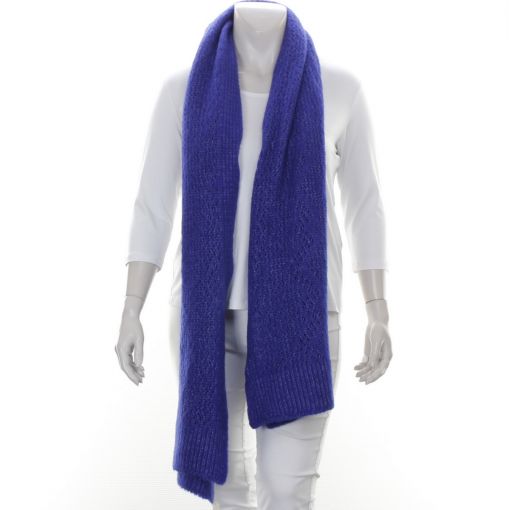 Grof gebreide brede kobaltblauwe wollen shawl