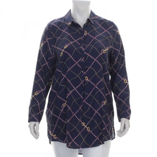 VAN €89.95 VOOR €25,- Request blauwe blouse met nautische print