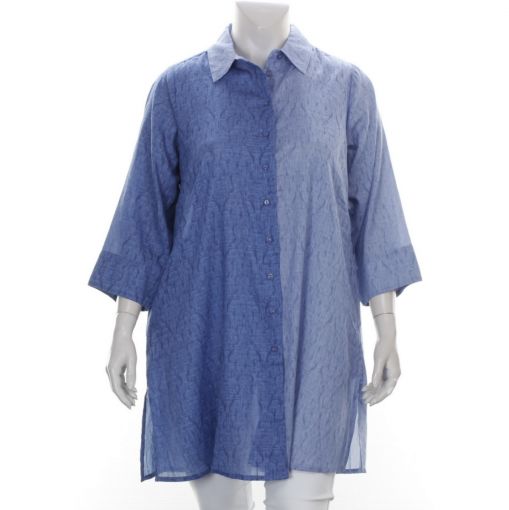 Studio lange katoenen blouse in twee kleuren blauw