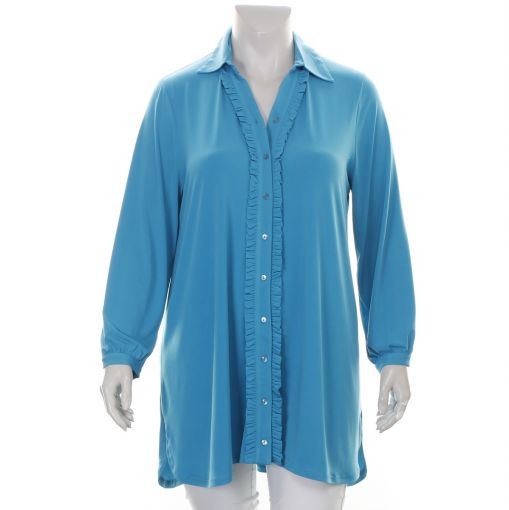 Chris Size  aqua blauwe blouse Dolce stof