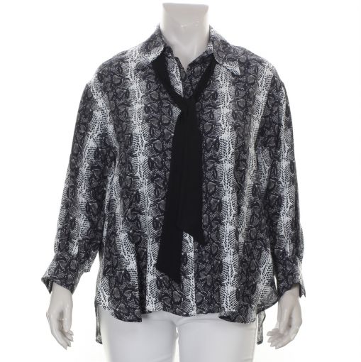 Mat blouse slangenprint grijs zwart