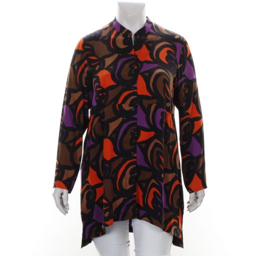 Samoon blouse paars zwart oranje print