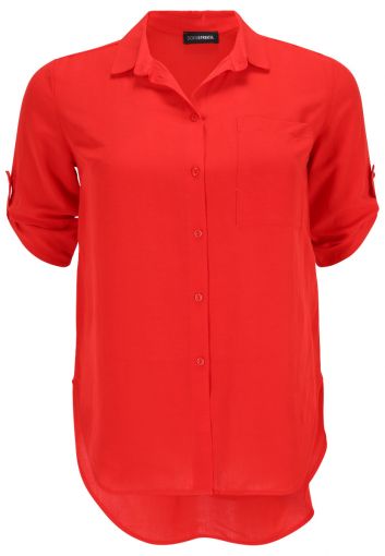 Doris Streich rode viscose linnen blouse met knopen