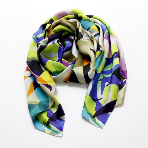 zijden shawl met kleurrijke fantasieprint