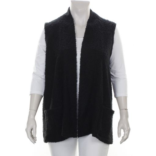 KJ Brand zwart mouwloos boucle vest