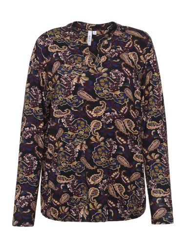 Ciso zwart shirt met paars blauwe paisley print 