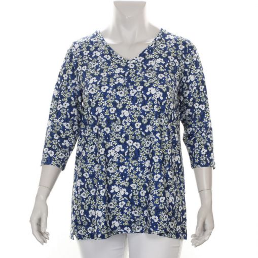 Colletta shirt met fijne  bloemenprint blauw
