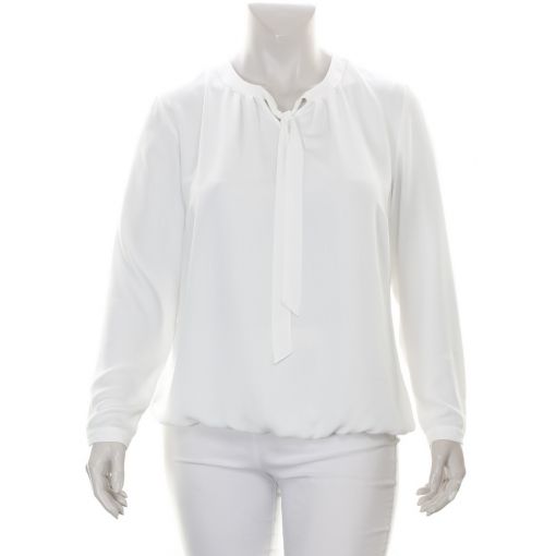 Erfo fijne ecru blouse met strik en elastieken boord