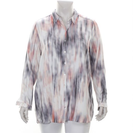 Frapp ecru blouse met vervaagde print grijs zalmkleur 