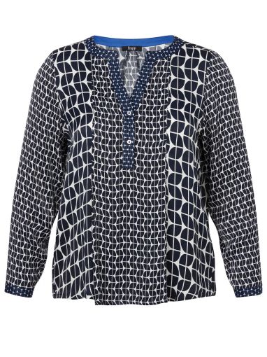 Frapp printblouse blauw ecru