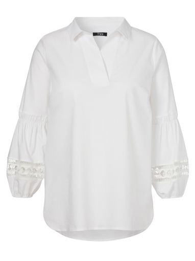 Frapp witte katoenen blouse  opengewerkte mouwen
