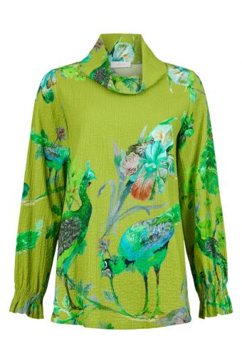 Noen groene katoenen blouse met vogels