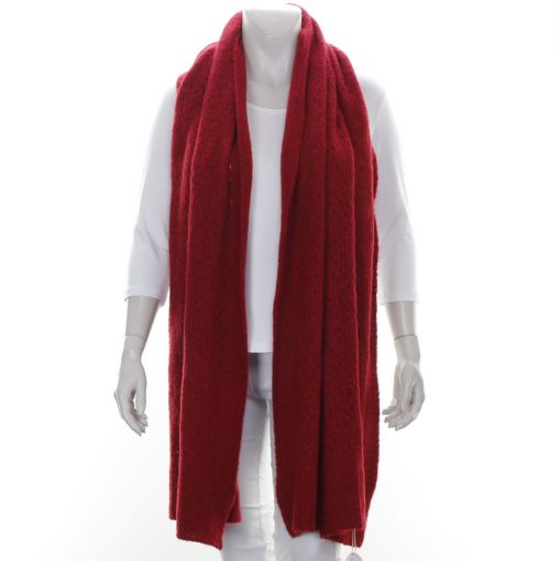 Grof gebreide grote rode wollen shawl 