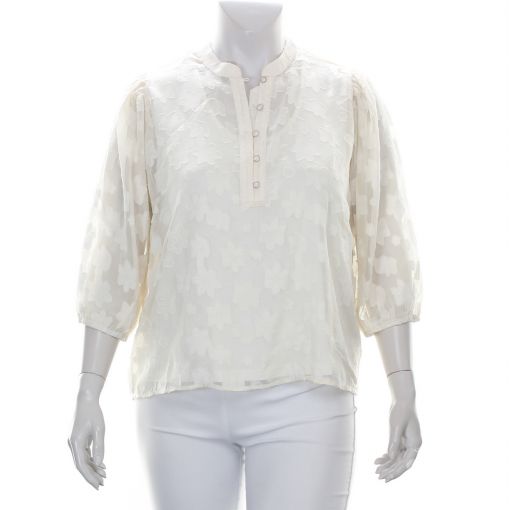 Brandtex ecru gebloemde blouse met ondertop