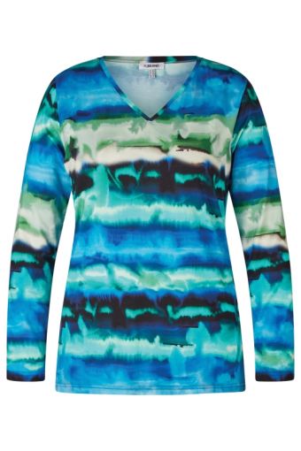 KJ Brand shirt aquarel print kobalt turquoise