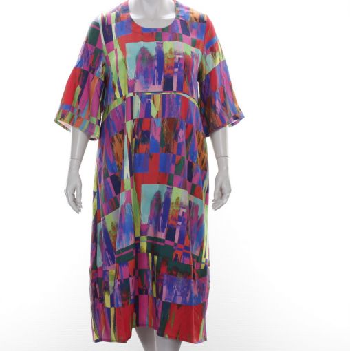 Aïno lange viscose jurk met print in multicolor
