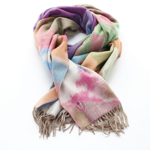 Fraas kleurrijke zachte shawl met franje