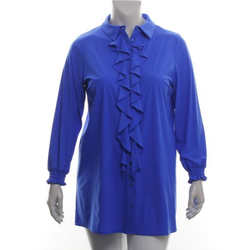 Only-M blouse kobaltblauw met ruche travel light