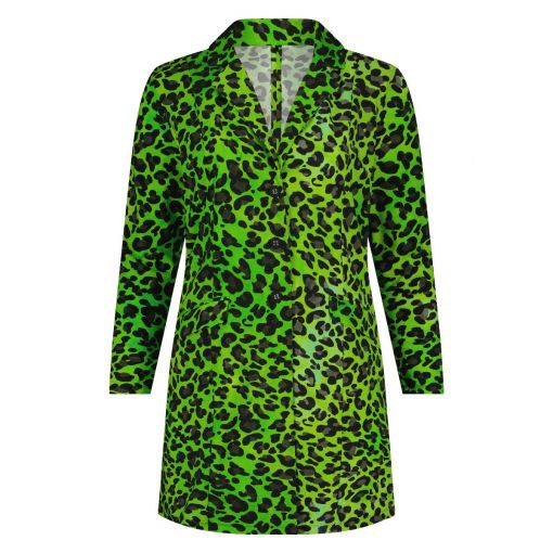PlusBasics Jacket Long Lime Leopard