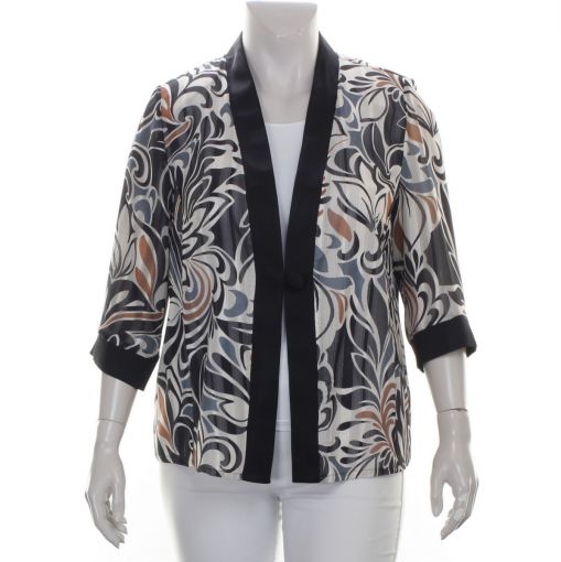 Select luxe blazer ecru zwart bruin met glansdraad