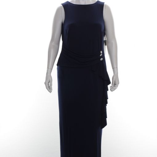Hermann Lange luxe lange blauwe jurk 