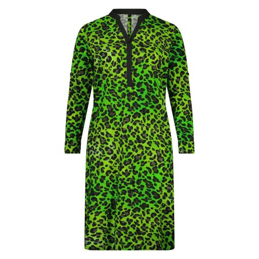 PlusBasics Mao Dress Lime Leopard