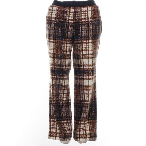 Stark broek blokprint cognac paars ecru model Marlene