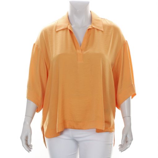 Mat oranje  blouse met V-hals