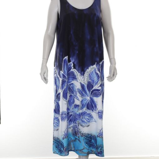 SeeYou lange viscose jurk blauw met bloemen