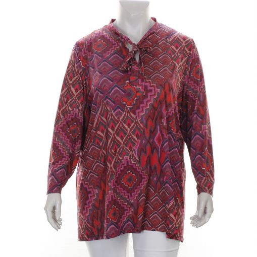 Only-M viscose A-lijn shirt multi bordeaux tinten