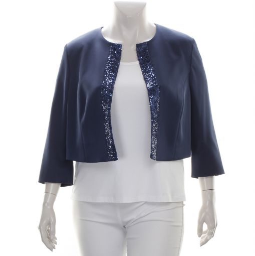 Select luxe diepblauwe korte blazer met pailletten