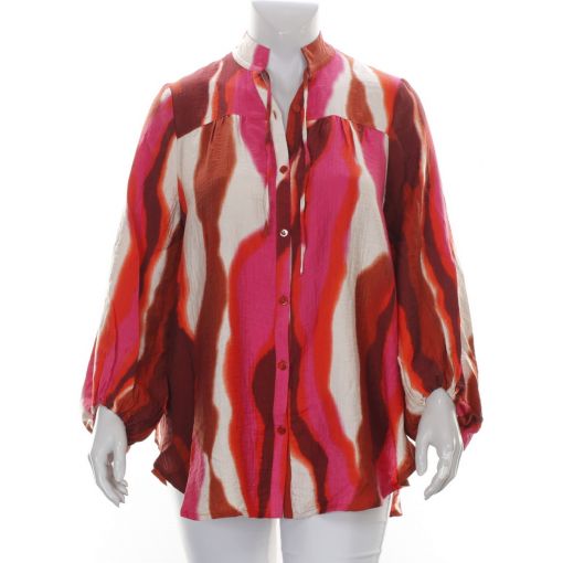 Noen rood roze oranje blouse met pofmouwen