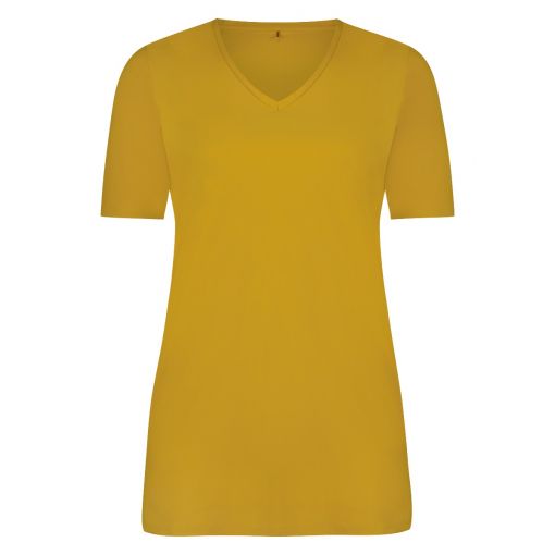 PlusBasics shirt Tee V-Neck oker geel