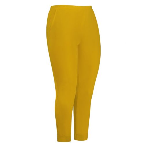 PlusBasics  oker gele broek travelstof Pants Cuff