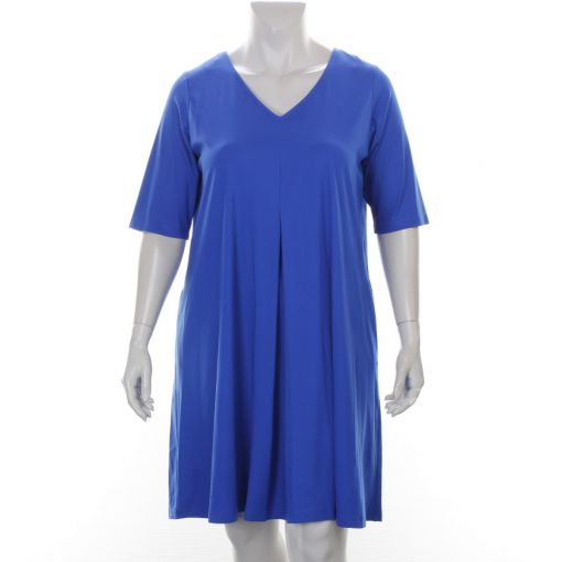 Only-M jurk kobaltblauw met stolpplooi voor en achter