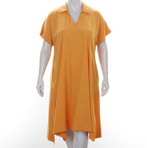 Mat oranje A-lijn jurk viscose