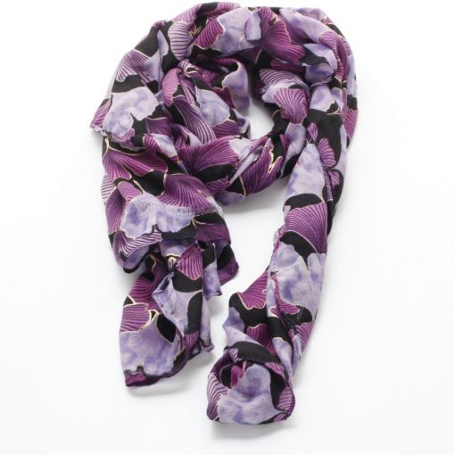 Viscose shawl met paarse bladprint