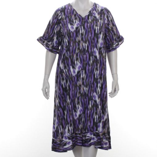 Studio paarse viscose A-lijn jurk met roezel