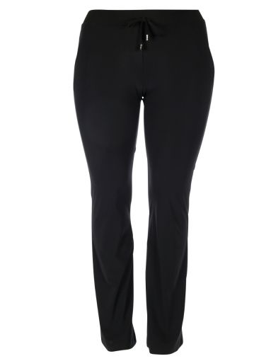 Only-M lange zwarte broek flared strong travelstof