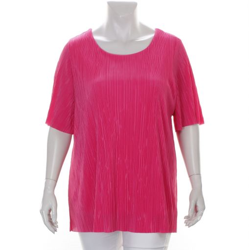KJ Brand roze plisse shirt viscose dubbellaags A-lijn