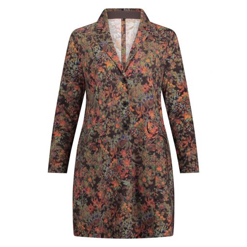 PlusBasics lange gebloemde travelstof blazer Jacket long Renaissanse Florals