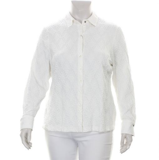 Erfo stevige relief ecru stretch blouse recht model